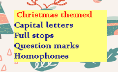 Christmas themed flipchart (capital letters, full stops, homophones)