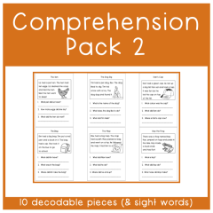English - Reading Comprehension Pack - 10 Phonetically decodable Vocabulary & Sight Words Pieces PACK 2