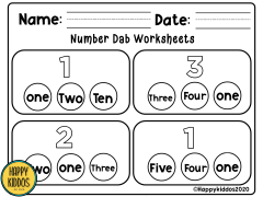 Number Dab Activities Worksheets 2