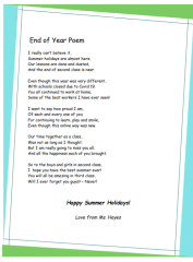 end of year poem cover