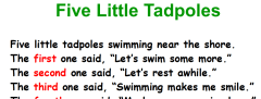 Five little tadpoles poem