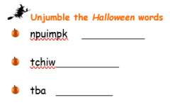 Halloween worksheet: Unjumble the words