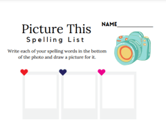'Picture this' spelling worksheet/ assessment