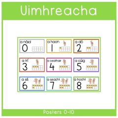Display - Numbers 0-10 Posters as Gaeilge - Uimhreacha 0-10