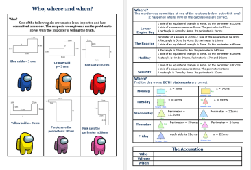 Among Us themed Maths Murder Mystery-Perimeter of Shapes
