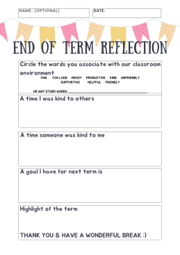 End of Term Reflection English & Gaeilge versions ON SALE