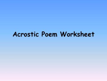 Acrostic Poem Cover
