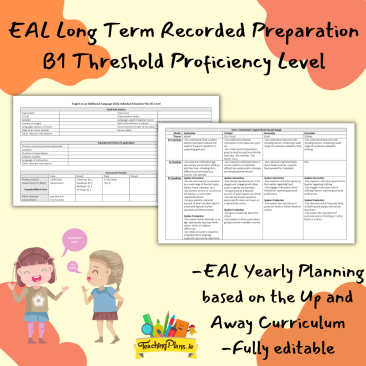 EAL Yearly Plan B1 Proficiency Level - EAL IEP Threshold Level - English as an Additional Language Individual Education Plan