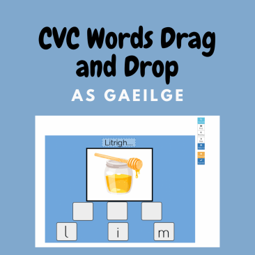 CVC Word Drag and Drop (GAEILGE)- Boom Cards