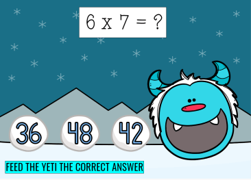 Boom Cards- Winter Themed Add Multiplication Tables 6-9 | Feed the Yeti