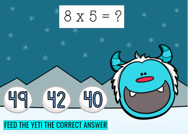 Boom Cards- Winter Themed Add Multiplication Tables 6-9 | Feed the Yeti