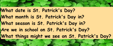 St. Patrick's Day flipchart - keywords and activities