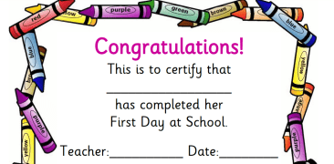 First Day of School Certificates