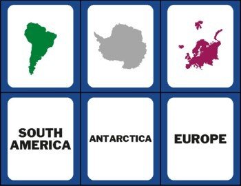 Continents of the World - Learning Cards