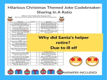 Christmas Themed Maths Joke Codebreaker - Sharing in A Ratio