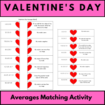 Valentine's Day-Averages Matching Activity