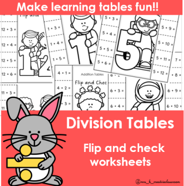 Tables Flip and Check Worksheets – Division