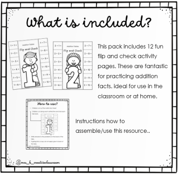 Tables Flip and Check Worksheets - Addition