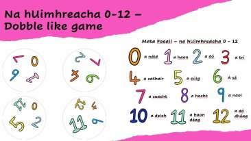 Na hUimhreacha 0-12 (Numbers) - Dobble like game