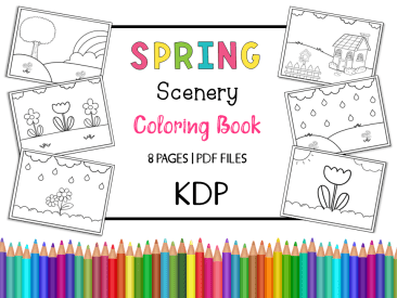 Spring Scenery Coloring Book & Pages for Kids