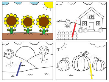 Fall Scenery Coloring Book & Pages for Kids