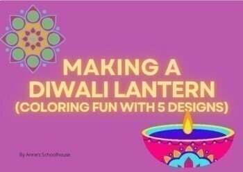 Diwali : Lantern Making with Coloring Activity (5 Designs)