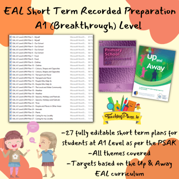 EAL Short Term Plans For the Year A1 Breakthrough Level - English as an Additional Language Short Term Recorded Preparation