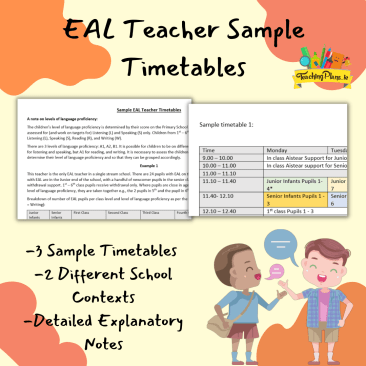 EAL Teacher Timetable Sample/ English as an Additional Language Timetable Examples