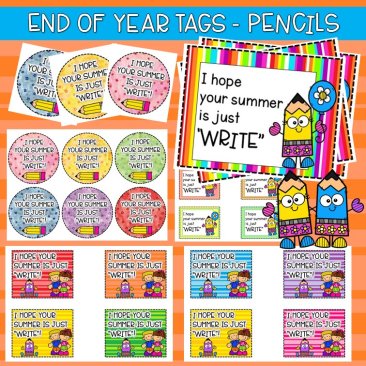 End of year pencil tags preview