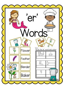 ‘er’ words- flashcards/worksheet/matching activity