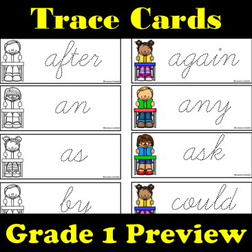 Grade 1 Trace Cards Preview