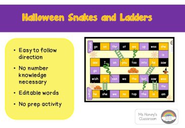 Halloween Snakes and Ladders Sight Words