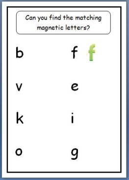 Match magnetic letters - 8 letters per sheet