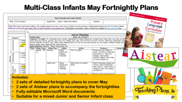 Multi-Class Junior & Senior Infants Fortnightly Plans for May