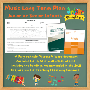 Music Long Term Plan for Junior Infants or Senior Infants - Infants Music Long Term Recorded Preparation