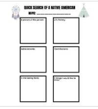 Famous Native Americans - Quick Search Activity