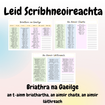 Leid Scríbhneoireachta- Briathra na Gaeilge