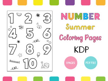 Number Coloring Pages for Kids (Summer)