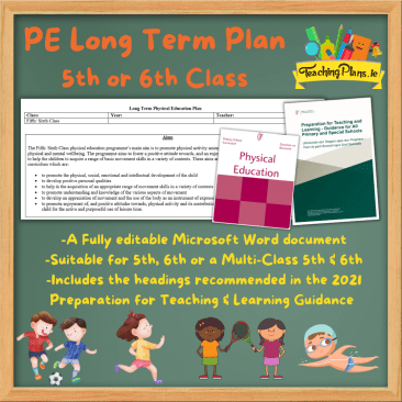 PE Long Term Plan Fifth or Sixth Class - 5th / 6th Class Physical Education Long Term Recorded Preparation