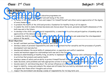 SPHE - 1st/2nd & 3rd/4th Class - Long Term Plans