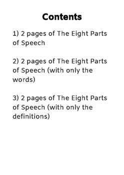 Grammar: The Eight Parts of Speech - Activity Cards