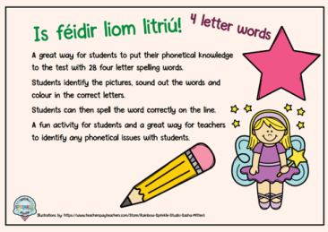 Is feidir liom litriu - Gaeilge - 4 letter words