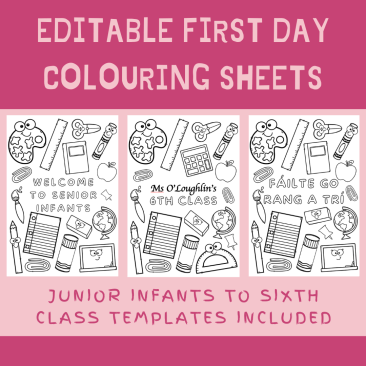 Editable First Day Colouring Sheets