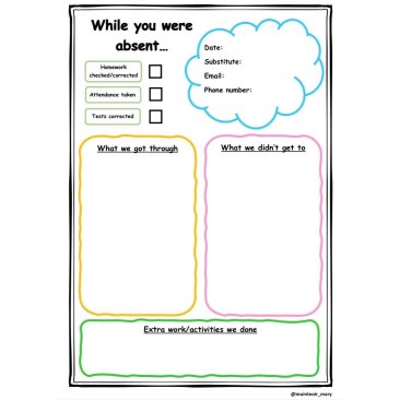 Substitute "While you were absent" printable