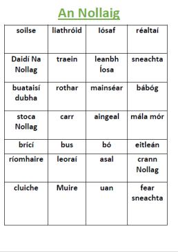 An Nollaig Bingo/Christmas Bingo x17 Bingo Cards (Irish and English)