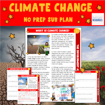 Climate Change Substitute Teacher / Supply Teacher Comprehension No Prep