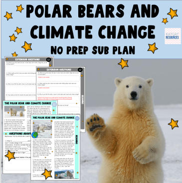 The Polar Bear and Climate Change - Substitute Teacher Supply Teacher No Prep Comprehension Activity