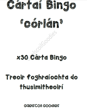 Cártaí Bingo- córlán- x30 cárta Bingo
