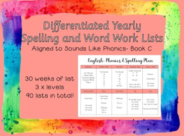 Differentiated Yearly Spelling Lists- Aligned to Sounds Like Phonics C