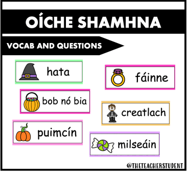 Oíche Shamhna: Vocab Cards and Questions Display
